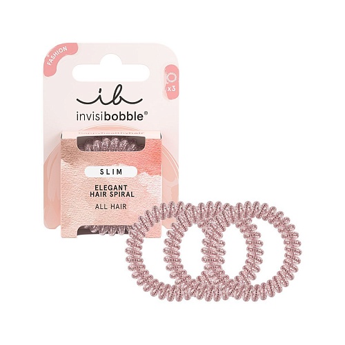 Резинка для волос Slim Pink Monocle тонкая розовое золото Invisibobble Tangle Teezer 3 шт