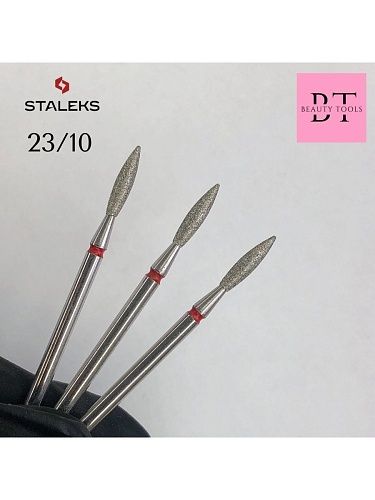 Фреза алмазная пламя красная d 2,3 мм рабочая часть 10 мм 104.243R.514.023 Staleks Pro