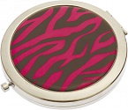 Зеркало карманное круглое Дикая природа Розовый тигр d7 см Dewal Beauty