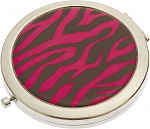 Зеркало карманное круглое Дикая природа Розовый тигр d7 см Dewal Beauty