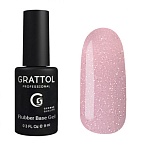 08 База для ногтей камуфлирующая каучуковая с шиммером Glitter Rubber Base Grattol 9 мл