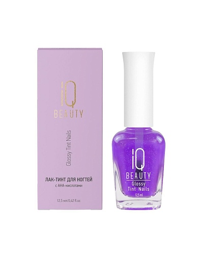 Лак-тинт для ногтей с AHA-кислотами Lilac Glow Glossy Tint Nails IQ Beauty 12,5 мл