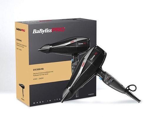 Фен для волос Excess HQ ионизация 2 насадки 2600 Вт черный BaByliss Pro