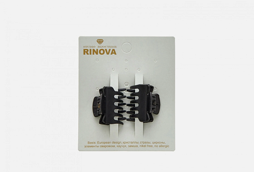 Краб черный для волос малый 3-3,5см металл пластик  Rinova 2шт