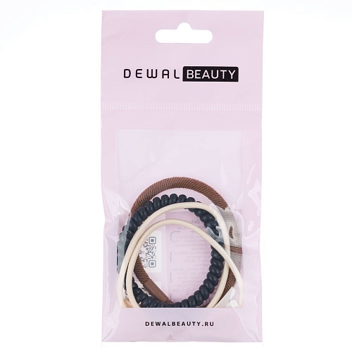 Резинки для волос бежевый, коричневый, черный Dewal Beauty 3 шт
