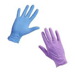 Перчатки парик/маник/косм Klever НИТРИЛОВЫЕ фиолетовые/голубые вес 4,6 гр пара S 100 шт