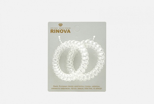 Резинка для волос спиралька цвет прозрачный малая, 3,8-4 см пластик  Rinova 2шт