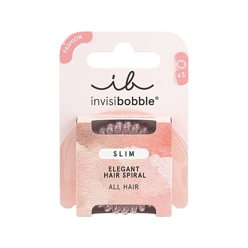 Резинка для волос Slim Pink Monocle тонкая розовое золото Invisibobble Tangle Teezer 3 шт
