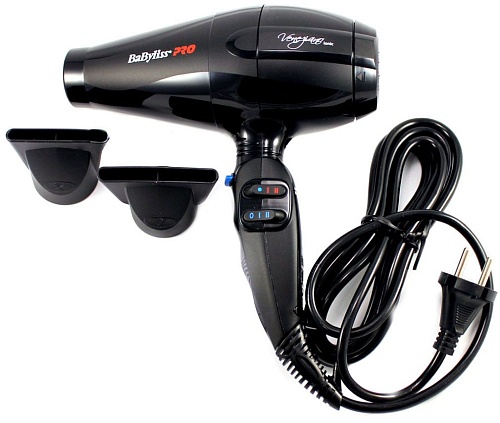 Фен для волос Veneziano ионизация 2 насадки 2200 Вт черный BaByliss Pro