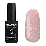 06 База для ногтей камуфлирующая каучуковая с шиммером Glitter Rubber Base Grattol 9 мл